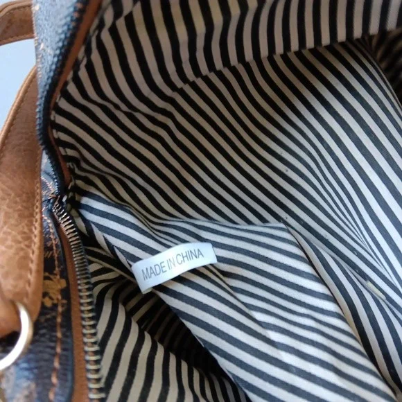 Beverly Hills Polo Crossbody Handbag‎ Brown Tan Faux Leather Preppy Countryside - Picture 11 of 15